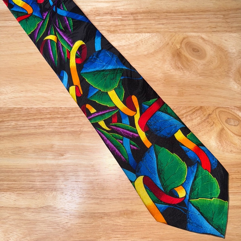 Vintage Rush Limbaugh Mens Neck Tie Colorful Floral 58"x3.75" 90s No Boundaries